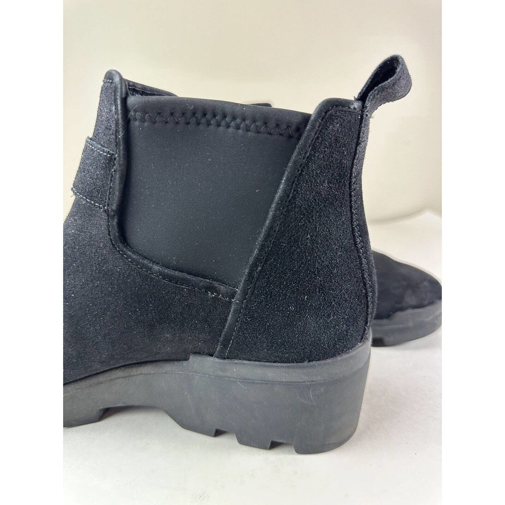 Eileen Fisher Splash Waterproof Suede Bootie Ankle Boots Size 9.5 Wedge Black - Picture 13 of 15